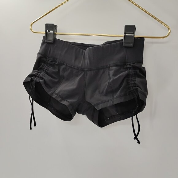 Lululemon Pants - Lululemon Shorts Women 2 Black Mesh Over Miles Running Active Stretch Gym Logo